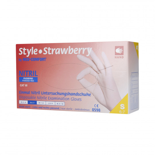 MED COMFORT Gants jetables Style Strawberry Nitrile, couleur fraise, taille S, 100pcs