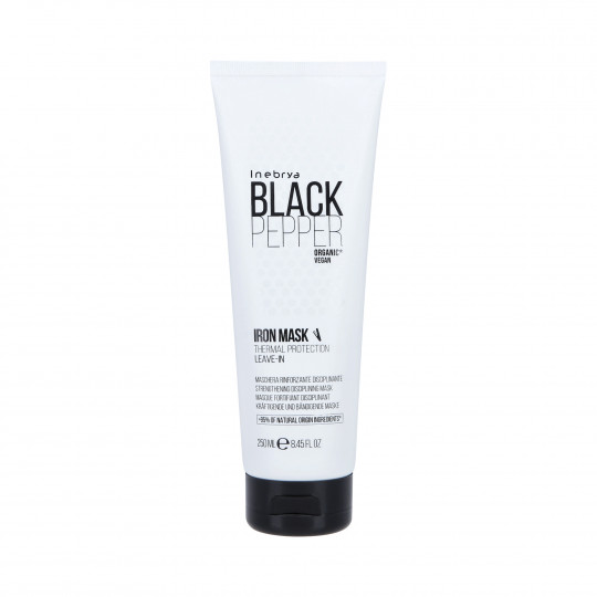 INEBRYA BLACK PEPPER IRON Masque thermo -protecteur et régénérant pour cheveux secs au poivre noir sans rinçage 250ml